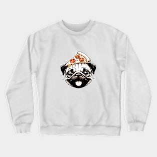 Pug Dog Eating Pizza Crewneck Sweatshirt